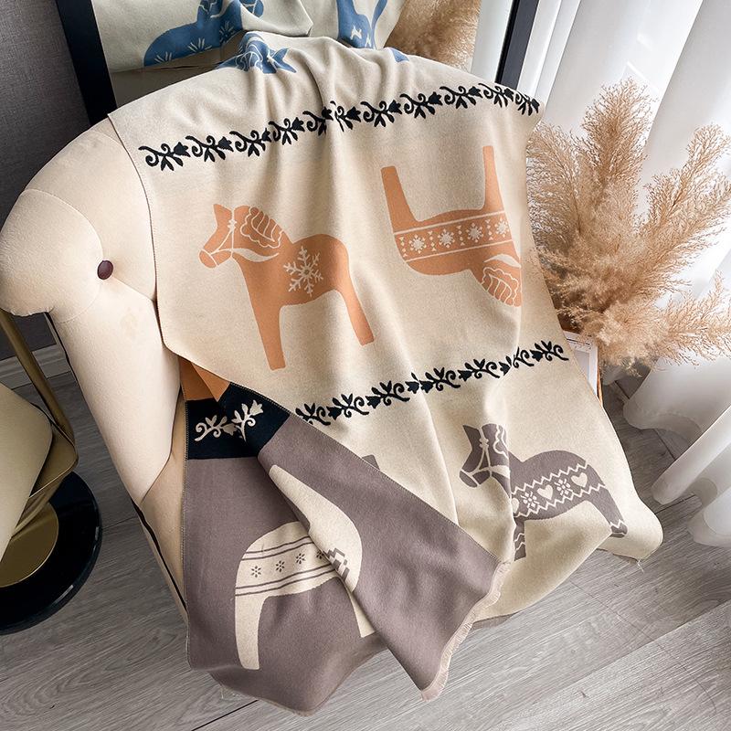 Warm Cashmere Scarf Winter Horse Pattern Pashmina Thick Blanket Shawls And Warps Bufanda Foulard Neckerchief Echarpe