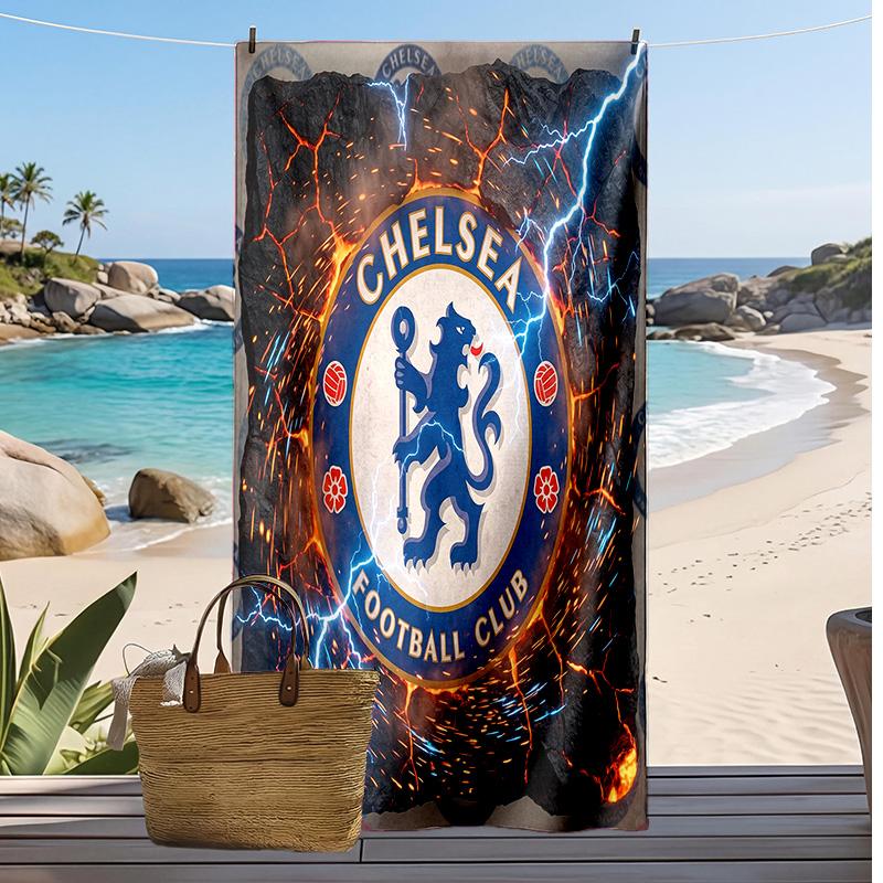 Chelsea FC Printed Beach Towel Quick Dry Soft TowelPortable Large Rectangular Beach Blanket for Travel Swimming Pool