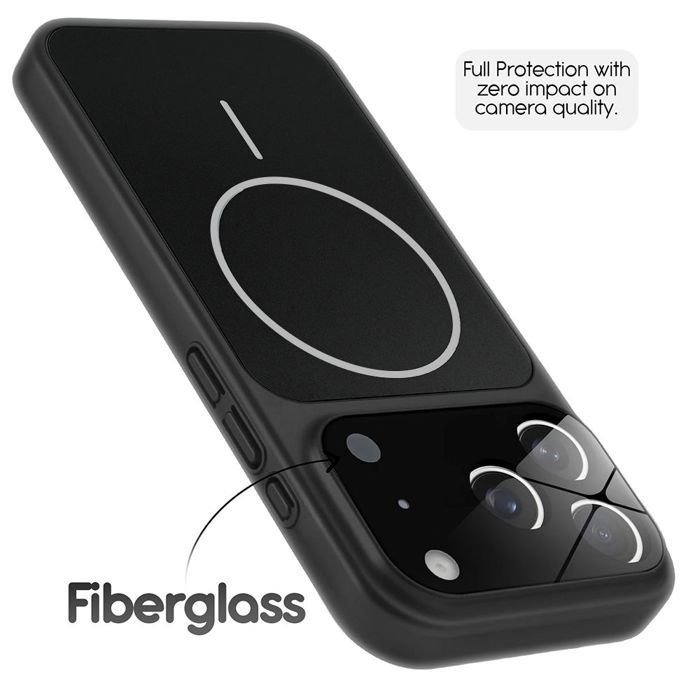 Coque pour iPhone 18 Pro Max, avec Protection Caméra Cercle Magnétique - Noir - 2 Verres Trempés