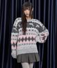 WAIKEI Dolphin Hairy Graphic Knit Gray