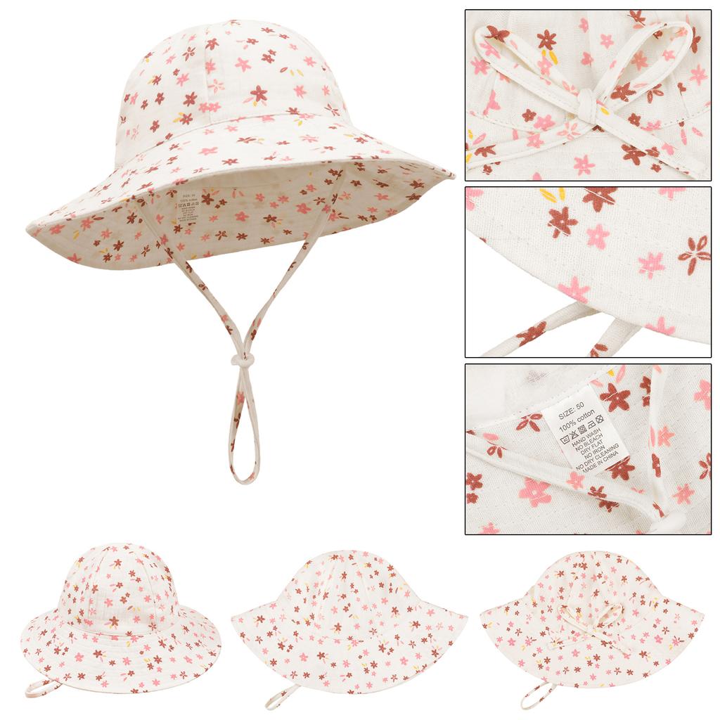 Newborn Boys Girls Bucket Hat Summer Kids Toddler Panama Cap 0 to 48 Months Soft Cotton Baby Sun Hat flower printing Cute Bunny