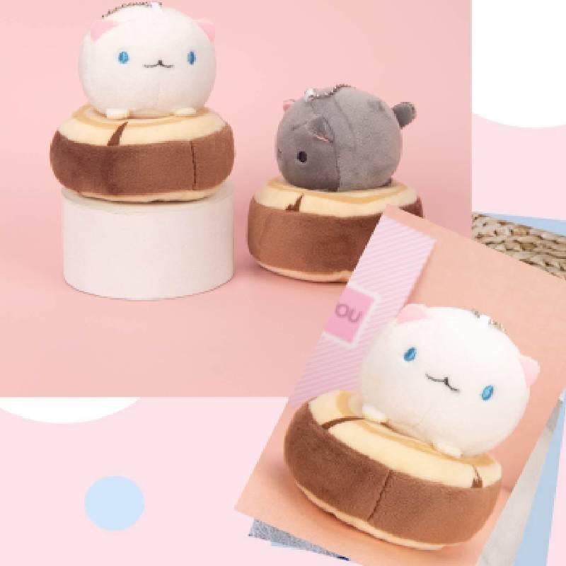 Adorable Cat Plush Doll Keychain Wedding Gift Short Hair Stuffed Animal 10cm