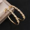 European Jewerly Copper Prong Micro Inlaid Zircon Gold Color Big Hoop Earrings for Women