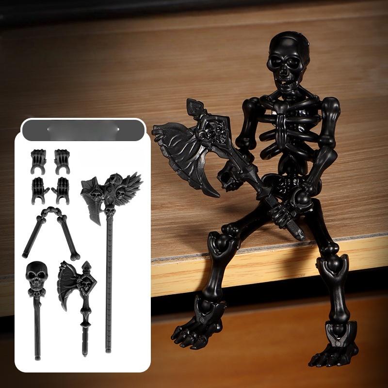 1 Set Multi-Articulable Skull And Bone Puppet Decoration Action Figures Three-Dimensional Skull Model Assembly Toy Gift