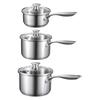Stainless Steel Saucepan Set, 1 QT & 2 QT & 3 QT Saucepans with Glass Lids, Multipurpose Nonstick Stainless Steel Sauce Pot with Ergonomic Handle,