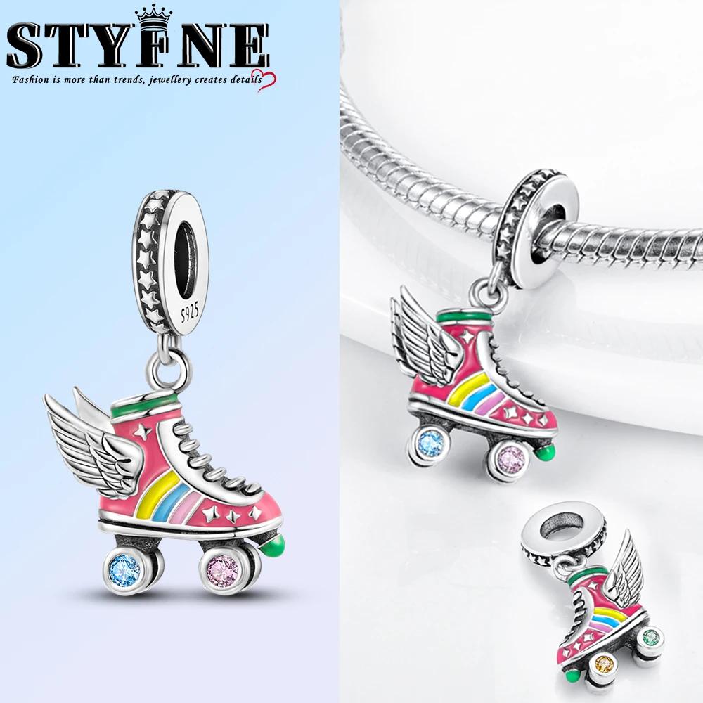 Exquisite Copper Ballet Dance Shoes High Top Canvas Shoe High Heels Charms Beads Fit Diy Bracelet Fine Birthday Jewelry Gift