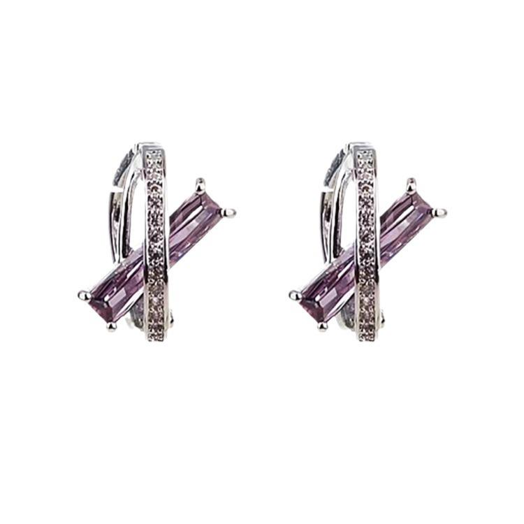Men's Purple Hip Hop Ear Studs - Stylish Autumn/Winter Earrings with Unique Design