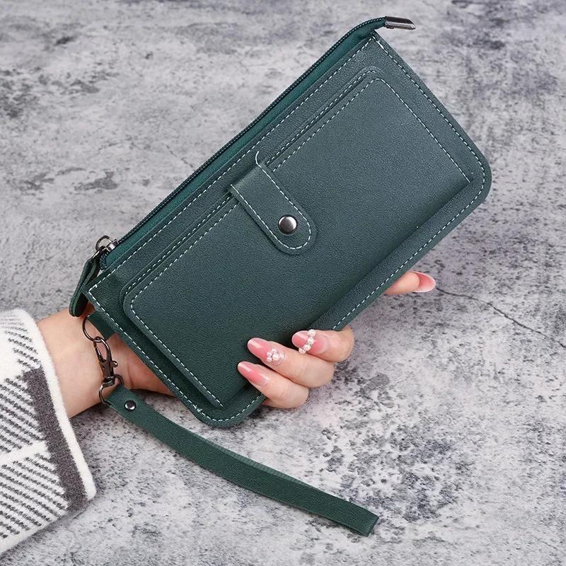 1 Pcs New PU Leather Long Multi-card Position Clutch Buckle Zipper Studen Wallets Women's Wallet Multifunctional Fashion New