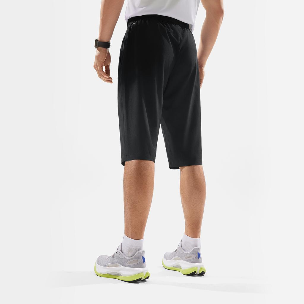 Li-Ning Fitness Series Sports Simple Solid Color Seven-Point Pants Casual Shorts Men Shorts Black AKQV005-2