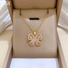 Titanium Steel, Empty Pink Butterfly Light Luxury Temperament Gorgeous Full Diamond Necklace Women'S Versatile Collarbone Chain Titanium Steel Chain