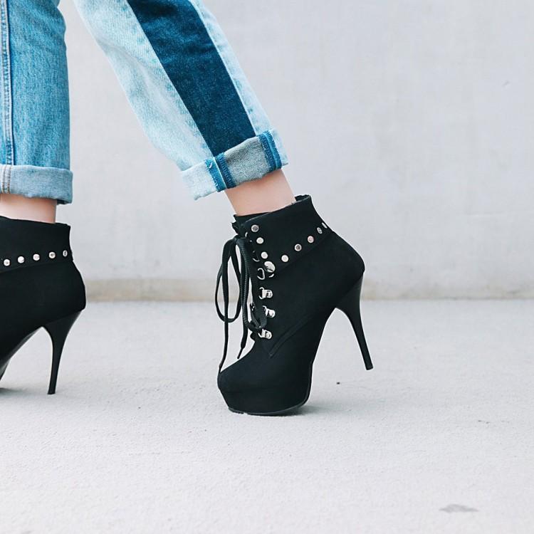 Spring and Autumn Fashion Trend Feminine Super High Heel Frosted Short Boots  Women's Boots