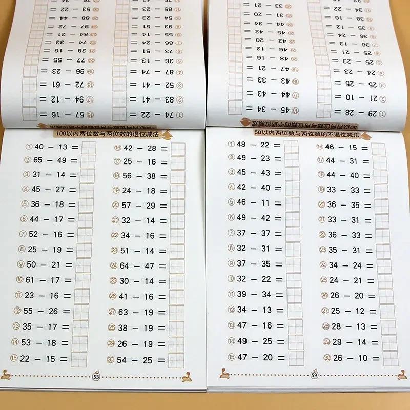 10/20/50/100 Math Addition Subtraction Kids Textbook Style Exercise Book,Kindergarten Early Education Learning Tool for Children