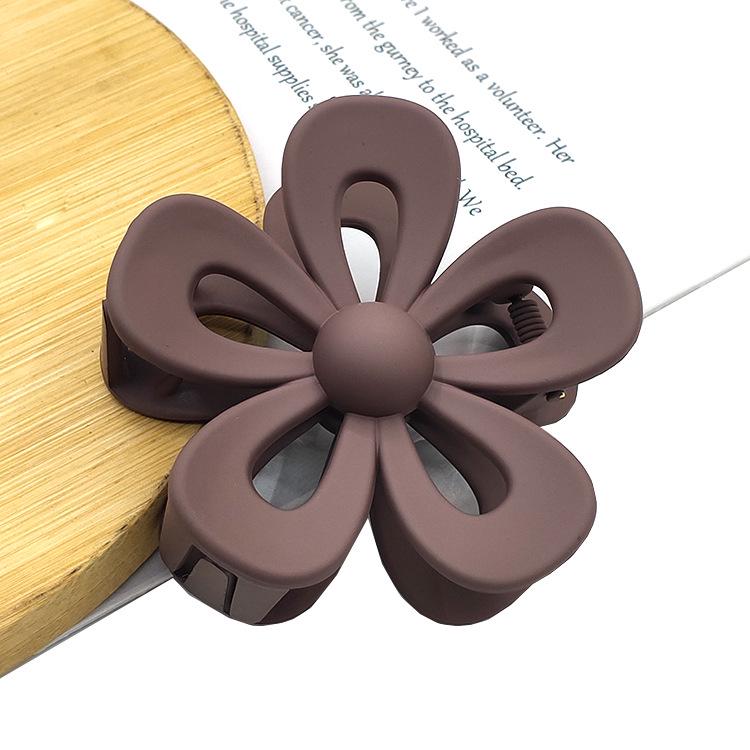 Matte Flower Hair Claw: Five-Petal Clip for Updo & Ponytail