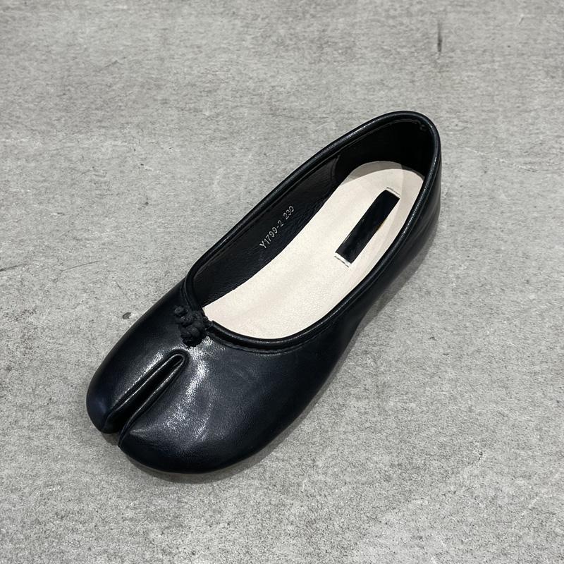 Fashion SUOJIALUN 2025 Autumn Women Flats Ballerina Shoes Fashion Split Toe Flat Ballet Female Casual Slip On Loafer Bot Knot Flats Muje