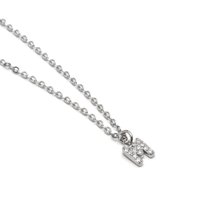 Collier Luxenter avec Zirconium brillant argenté - Alphabet M