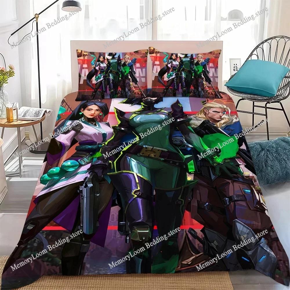 Game Duvet Cover Set Home Style Bedding Soft Laundry Cotton Bed V-Valorant-Cool Four Seasons Student Dormitory Home Textile