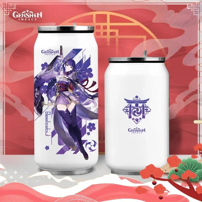 Anime Genshin Impact Thermos Bottle Stainless Steel Coffee Mup Zhongli Klee Portable Water Cup Drinking Bottle Thermos Flask