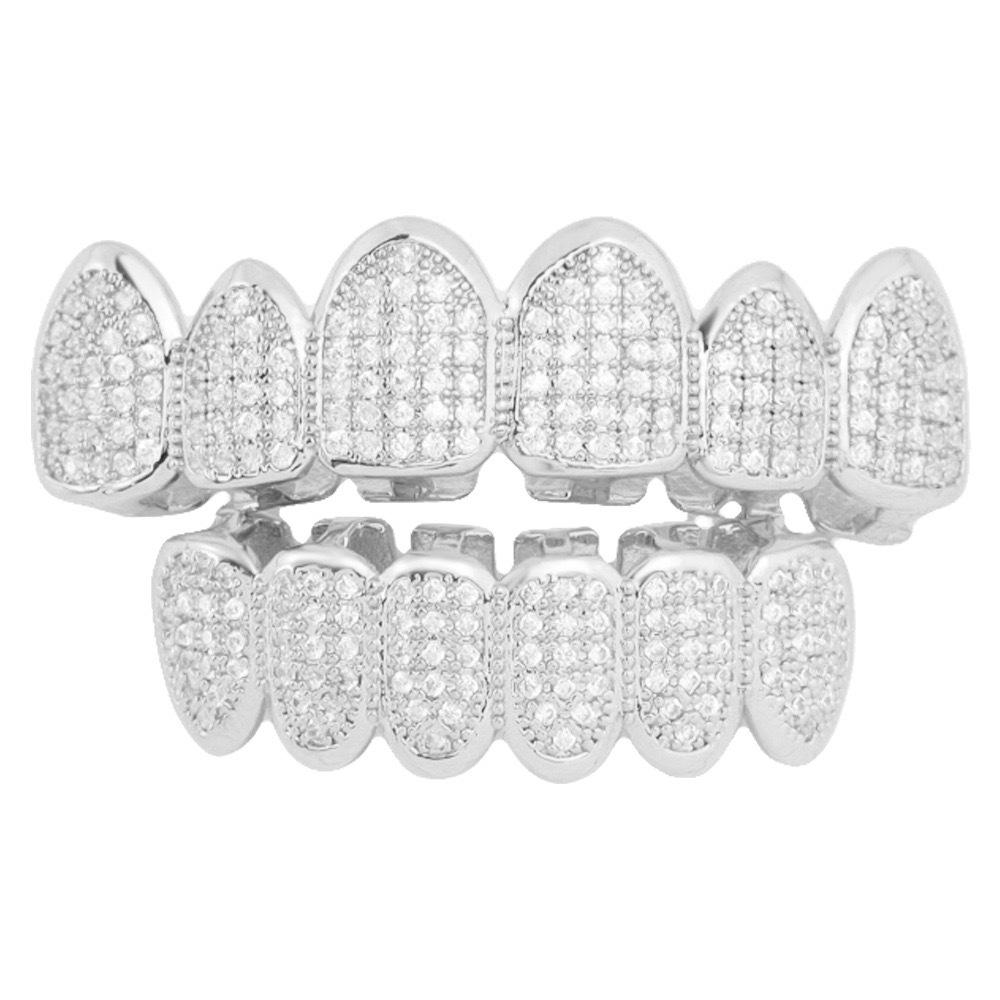 Przesadzone Grillz Hip-Hopowe: Miedź platerowana prawdziwym złotem z inkrustacją cyrkoniami, nieśniedziejąca biżuteria na zęby