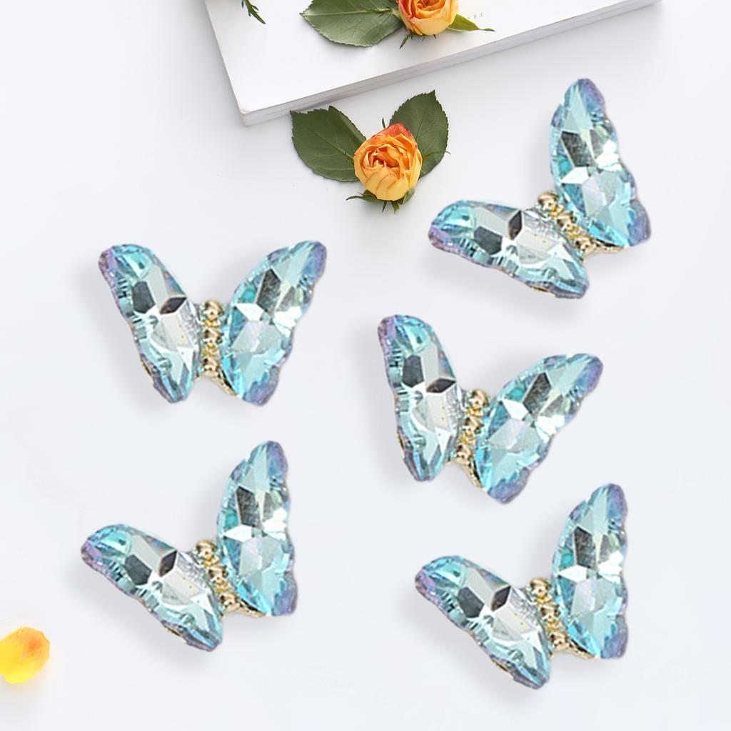 1Bag Butterfly Nail Rhinestones 3D Nail Charms Fashionable Nail Craft Accessories Embellishment for DIY Decoration