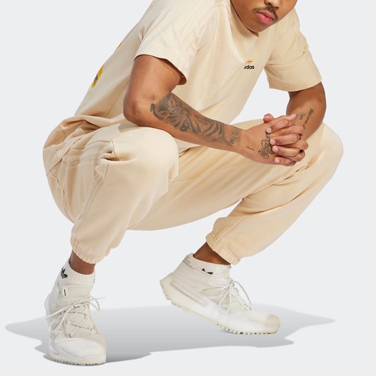 Adidas Originals Trefoil ACP Tee with Cartoon Print, Crew Neck, Short Sleeve, American Vintage Men Tops Rock-Layer-Sandstorm HZ1155