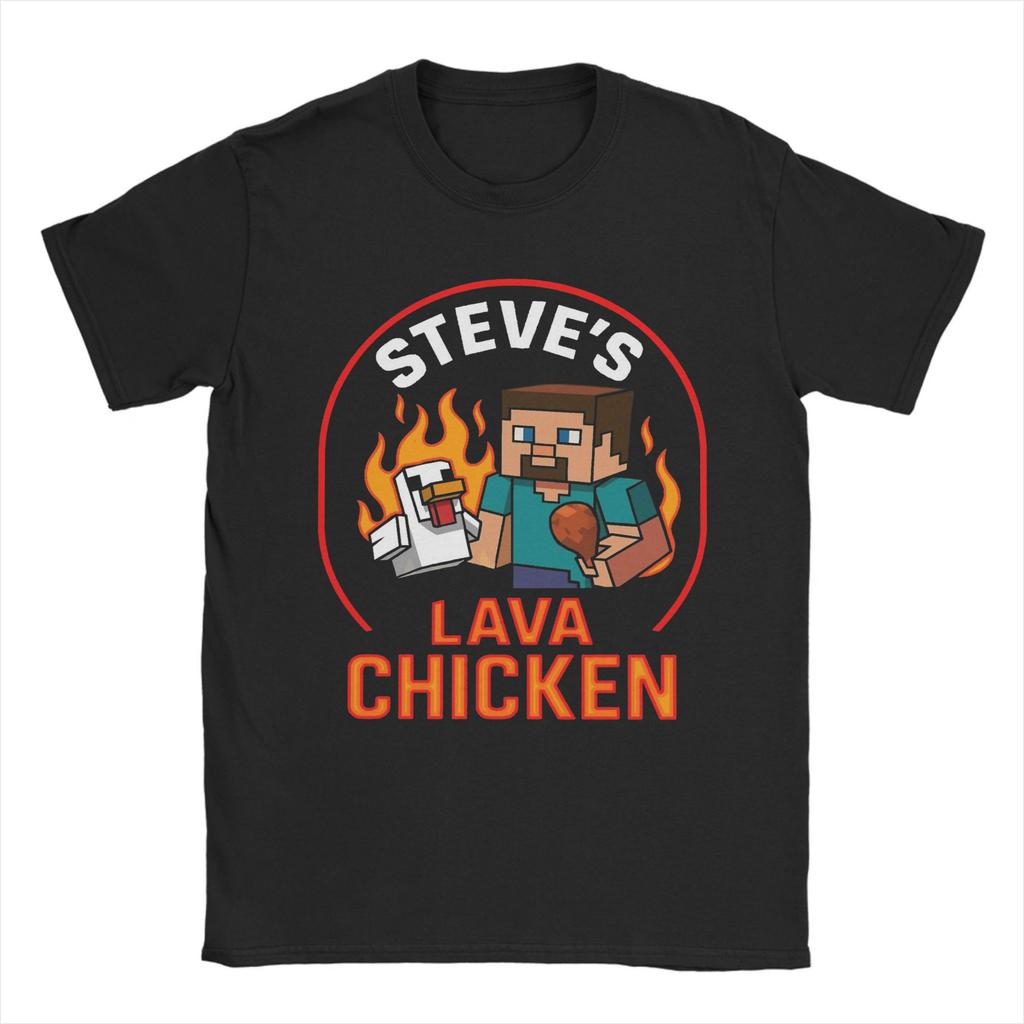 Printed Steve's Lava Chicken Pixel 2025 Movie T Shirt for Men Women 100% Cotton Tee Shirt Short Sleeve Clothing