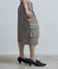 Aejeuyua Pintuck Stitch Bermuda Pants Khaki Beige