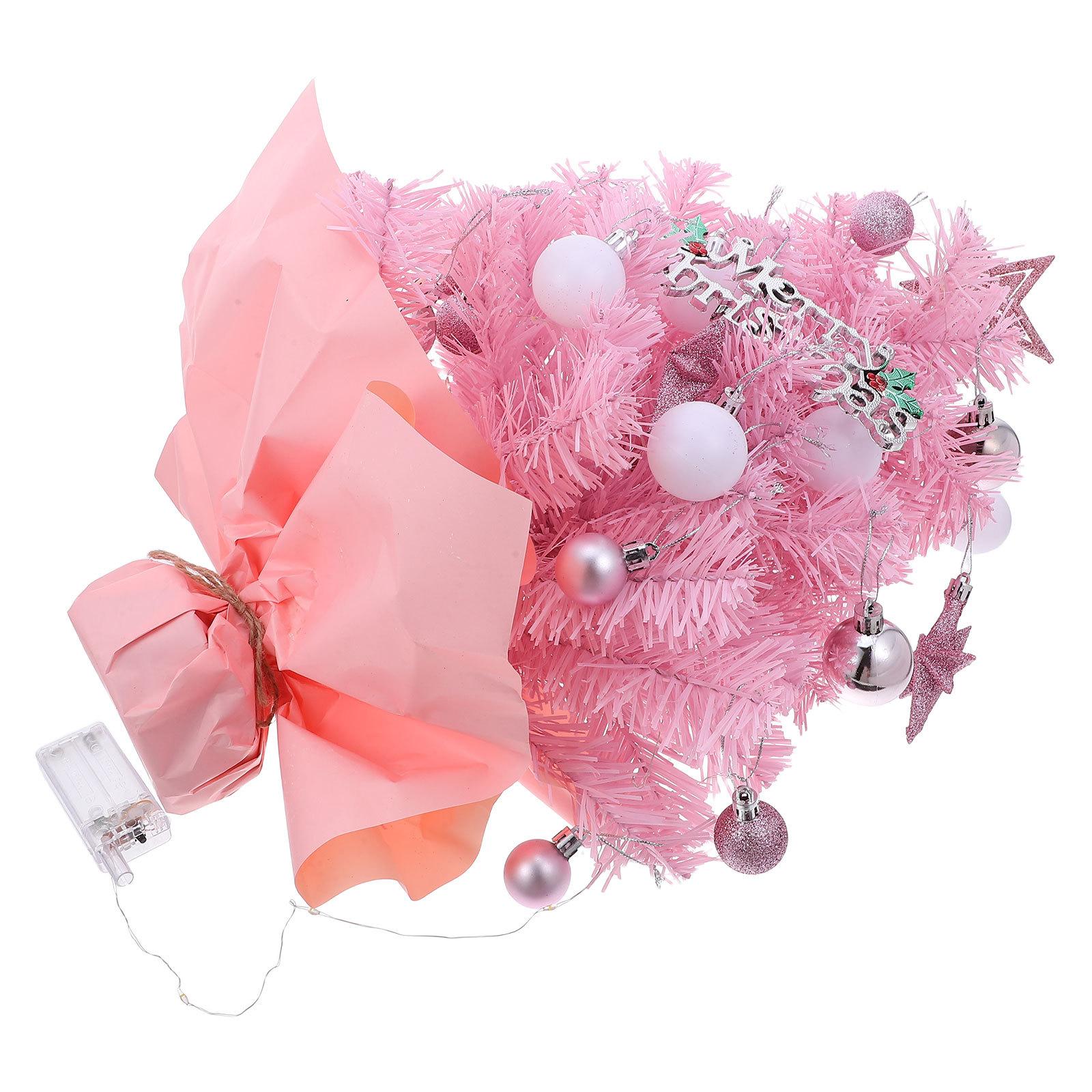 

1pcs 2Ft Mini Christmas Tree Pink Small Tabletop Artificial With Lights For Holiday Decor Indoor Desk Counter Xmas Decoration other