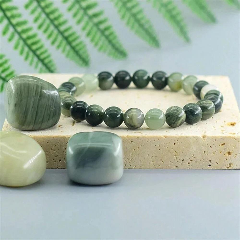 Festive Gifts Green Seraphinite And White Jade Beaded Bracelet Fresh Natural Fashion Jewelry For Men And Women Daily Wear Simple Versatile Accessory
