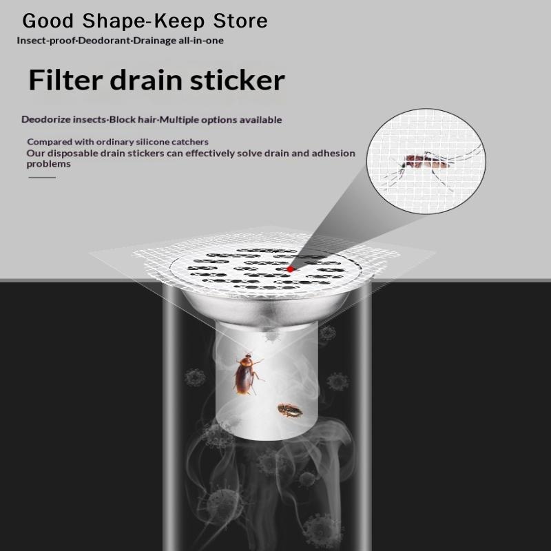 10PCS Floor Drain Patch Kitchen & Bathroom Clogging Disposable Anti-Clogging Filter Patch Bathroom Sewer Hair Catcher Tools