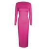 Women's Extended Black Dress, Sexy Round Neck Long-sleeved Comfortable Dress