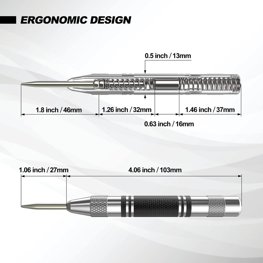 Automatic Center Punch Kerner Woodworking Metal Puncher Steel Hole Self Pin Mark Spring Loaded Dent Marker Hand Tool Carpenter
