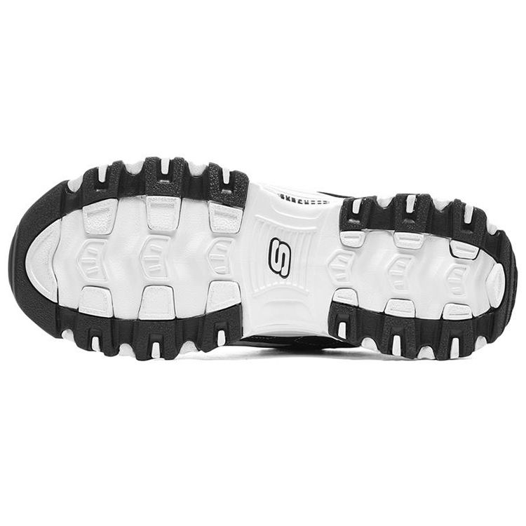 Skechers DLites 1.0 Lace Bear Fabric Trendy Outdoor Low-Top Dad Shoes Women sneaker White Black 149466-BKW