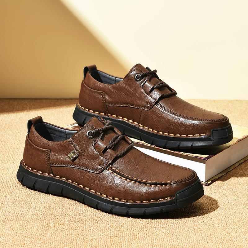 Retro Cow Leather Shoes Men Loafers Handmade Casual Leather Shoes Moccasins Men Flats Shoes