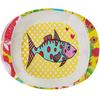 [R0644] - Assiette bébé mélamine 'Saperlipopette' jaune multicolore (Mrs. Fish) - 16. 5x13. 5x4. 2 cm