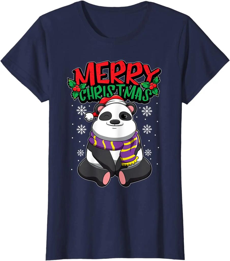 Christmas Panda Bear  Sweet Christmas Animals TShirt 100 Cotton ONeck Summer Short Sleeve Casual Mens Tshirt Size S3XL