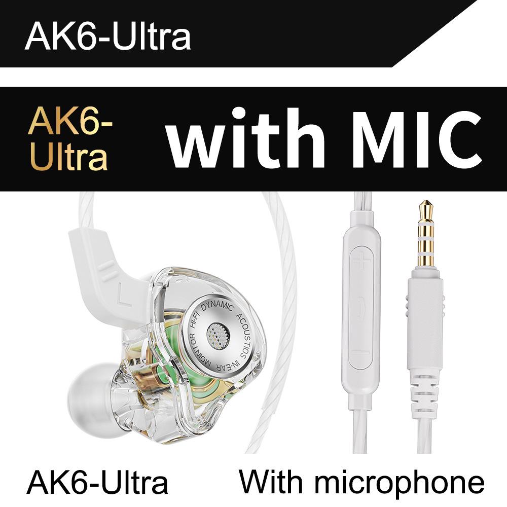 QKZ AK6-Ultra Wired In-Ear Dynamic Headphones with Mic for Monitoring and Running