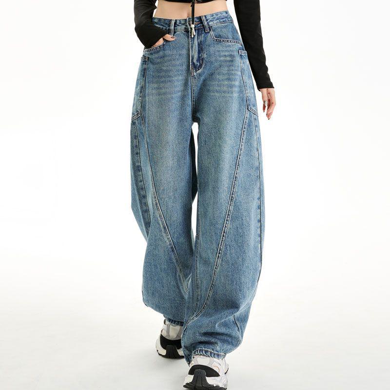New American Retro Wide-Leg Casual Pants with Pocket Design
