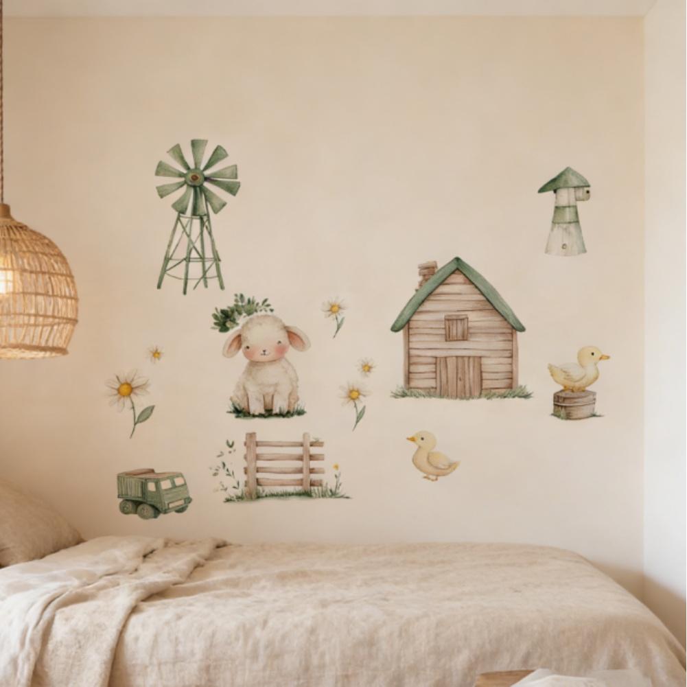 

Green Rabbit Farmhouse Wall Sticker PVC Decal for Living Room For Bedroom Kitchen Home Decor 60x30cm Removable China Mainland