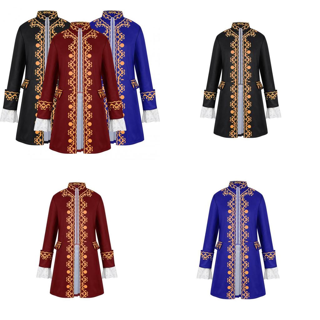 Epic Fantasy Mens Tailcoat Jacket With Stand Collar For Cosplay Events