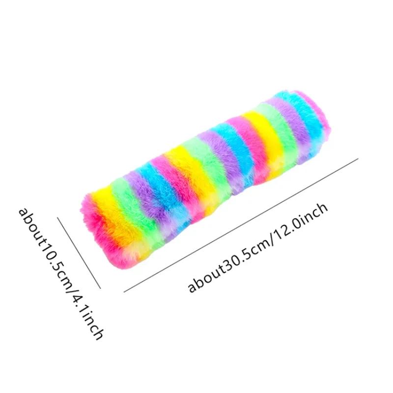 1pcs Cute Rainbow Cat Plush Toy Creative Catnip Toys Cat Pillow with Ringing Paper Teeth-resistant Pet Toy Supplies