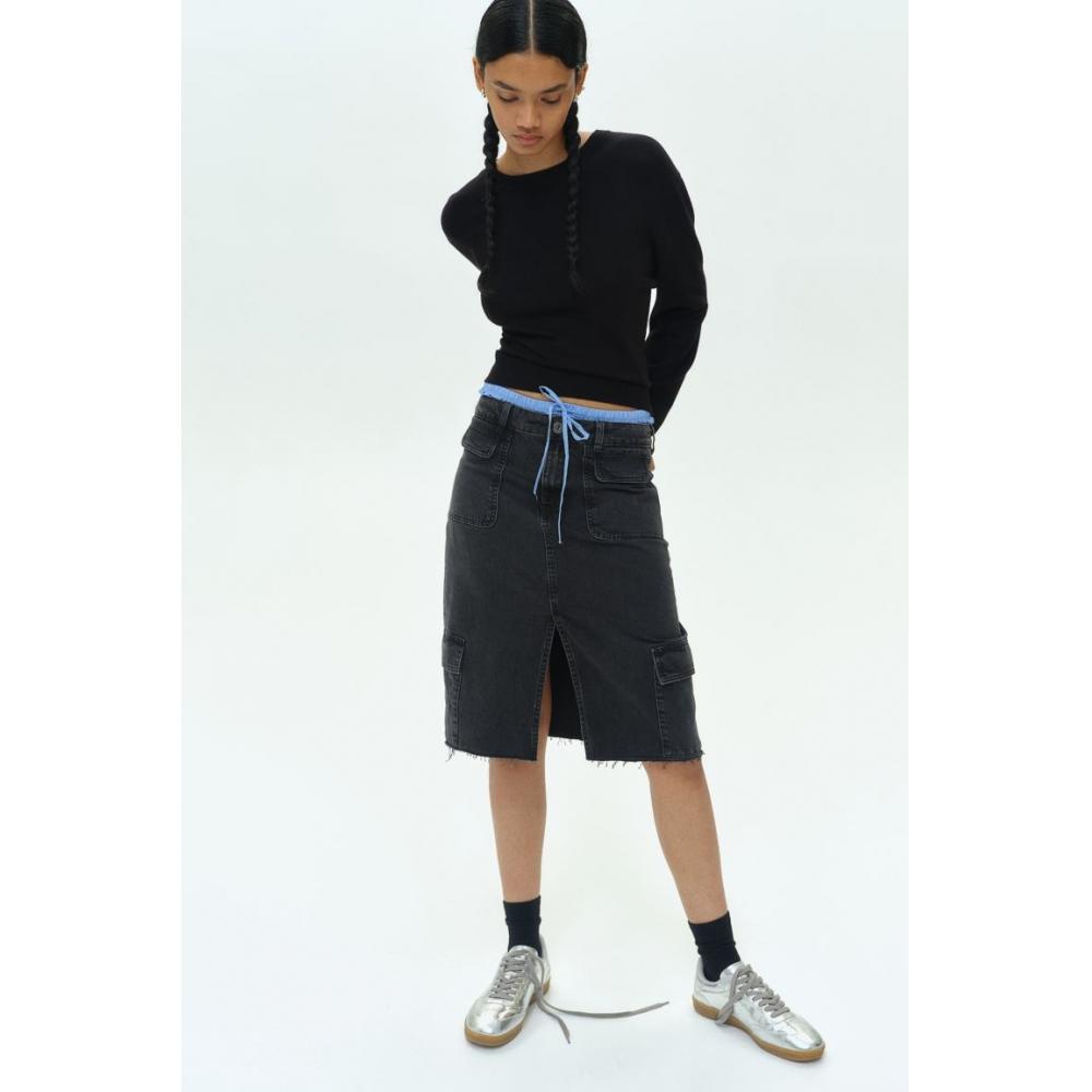 

H M sHort Fine Knit Sweater Black
