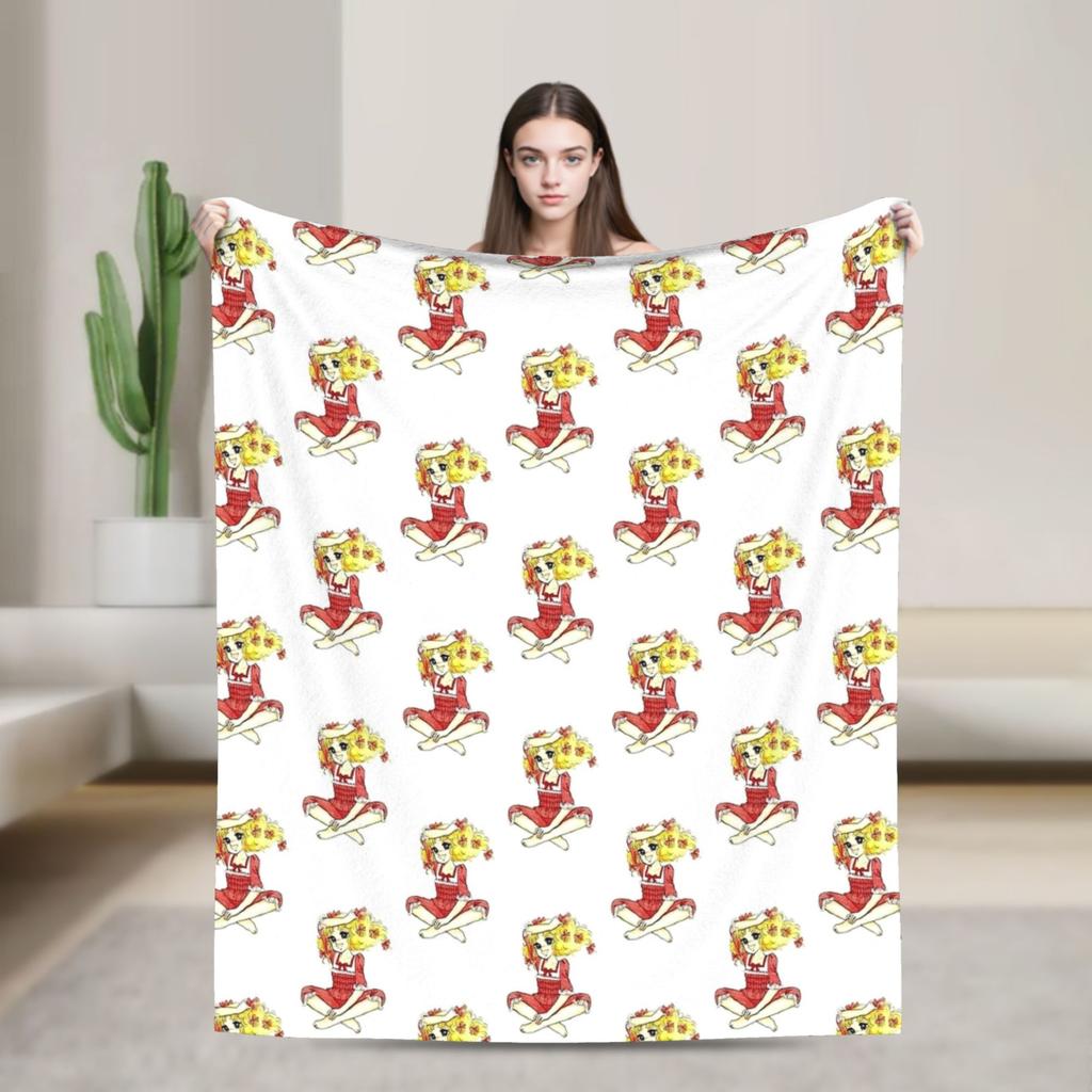 Candy Candy And Terry Anime Blanket  Warm Soft Funny Plush Bedding Throws For Couch Bed Travel Flannel Bedspread Bed Cover