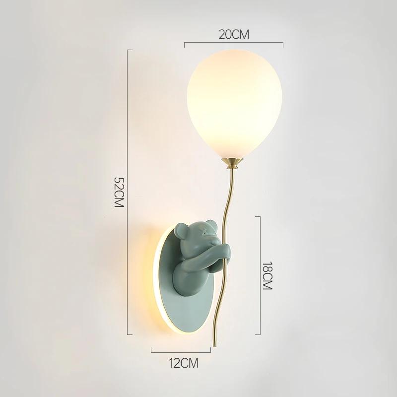 Creative bedroom cartoon bear wall lamp children's room balloon lamp macaron wall lamp decoration atmosphere lighting fixture