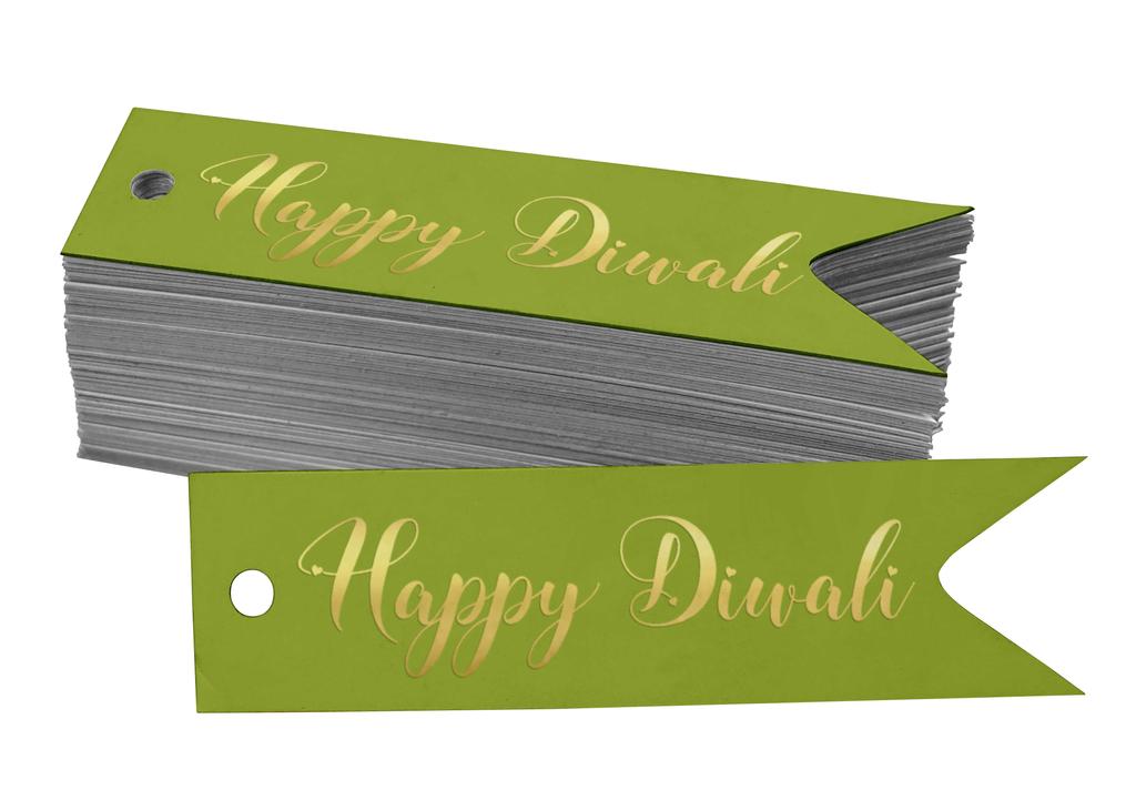 Inkdotpot Pack Of 100 Happy Diwali Favor Paper Tags Craft Real Gold Foil Hang