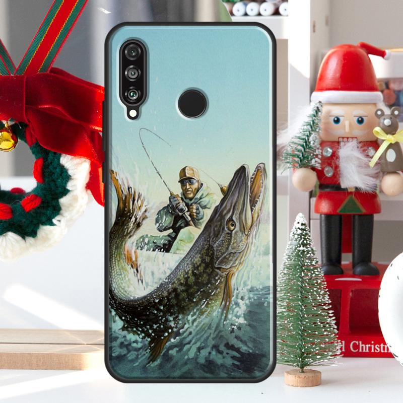 Pike Fish Fishing Bait For Huawei Nova 12i 11i 8i 12s Y73 Y72 Y61 Y91 Y90 Y70 Y60 9 10 SE P60 Pro P30 P40 Lite Case