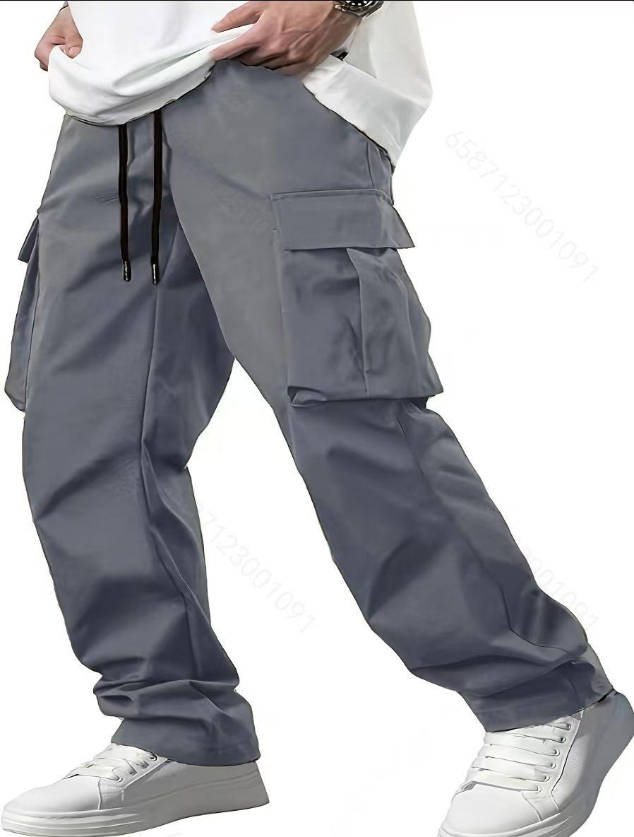 2026 Men s Summer Cargo Pants with Drawstring – Multi-Pocket, Casual Fit L