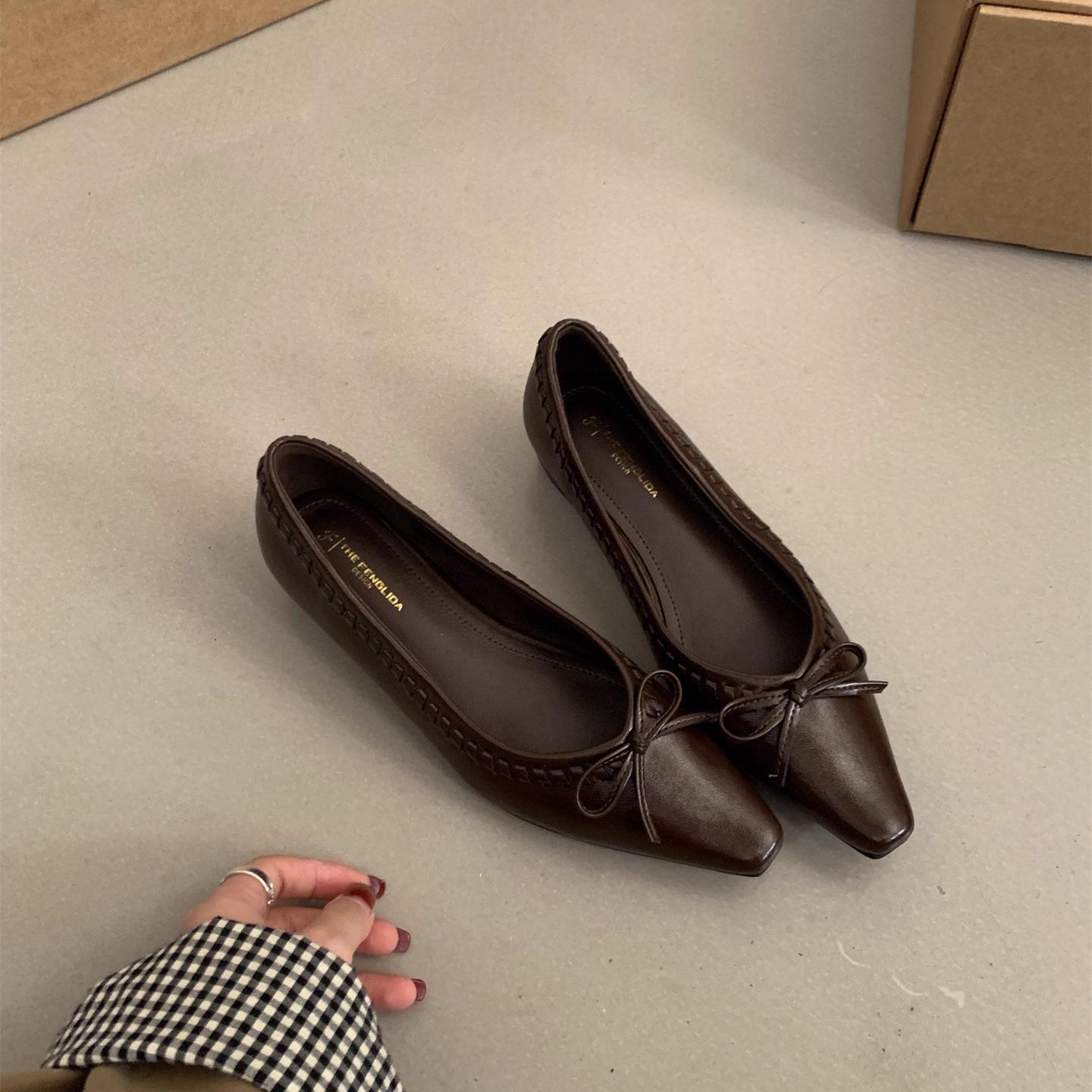 

FengLiDa inner height increase bow pointed single shoes women s 2025 spring and autumn new models with skirts ladyshoes women s shoes 39