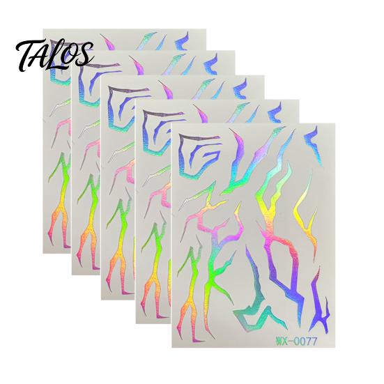 Talos 5 Sheets Holographic Lightning Tattoos, Waterproof Flash Temporary Stickers, Full Color Body Art for Festival Party