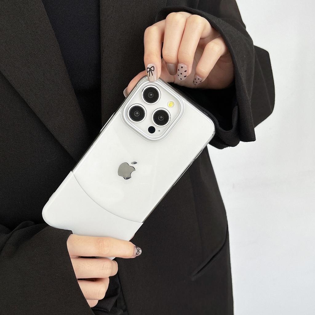 One-piece Transparent Two-color Spliced Apple 16Promax Phone Case, Suitable for Iphone15, Detachable 14 Ultra-thin Case