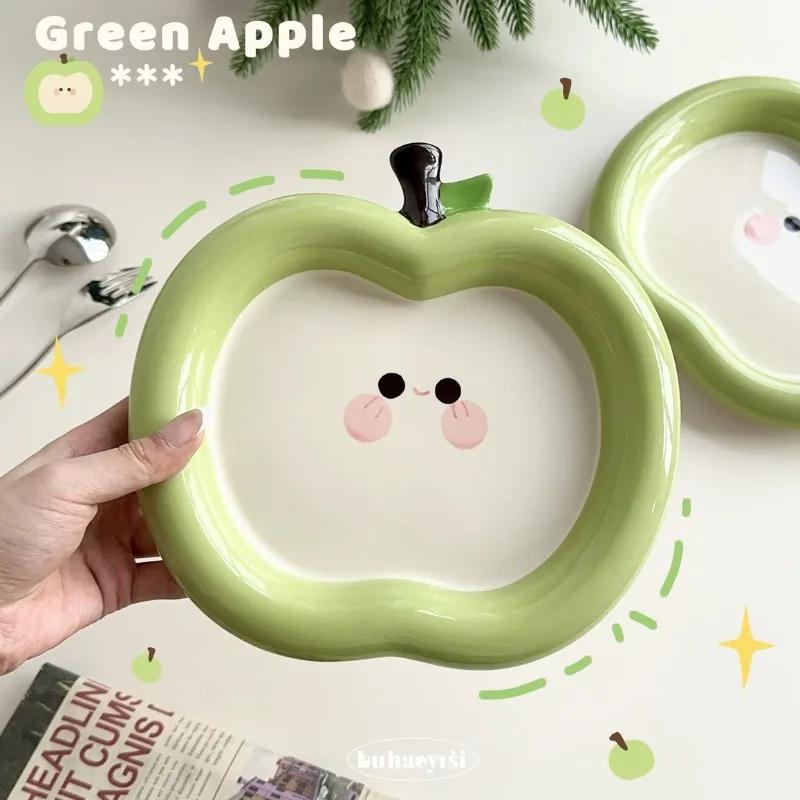 Originality Apple Platter, Fruit Dessert Platter Cute Apple Rice Bowl Breakfast Plate and Italian Noodle Dish